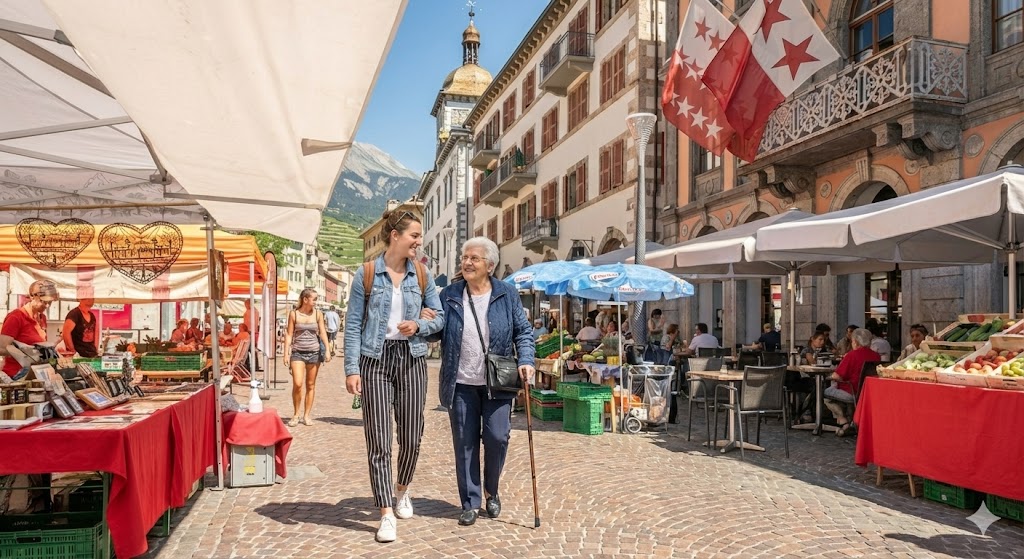 Balade entre étudiant et senior à Sion